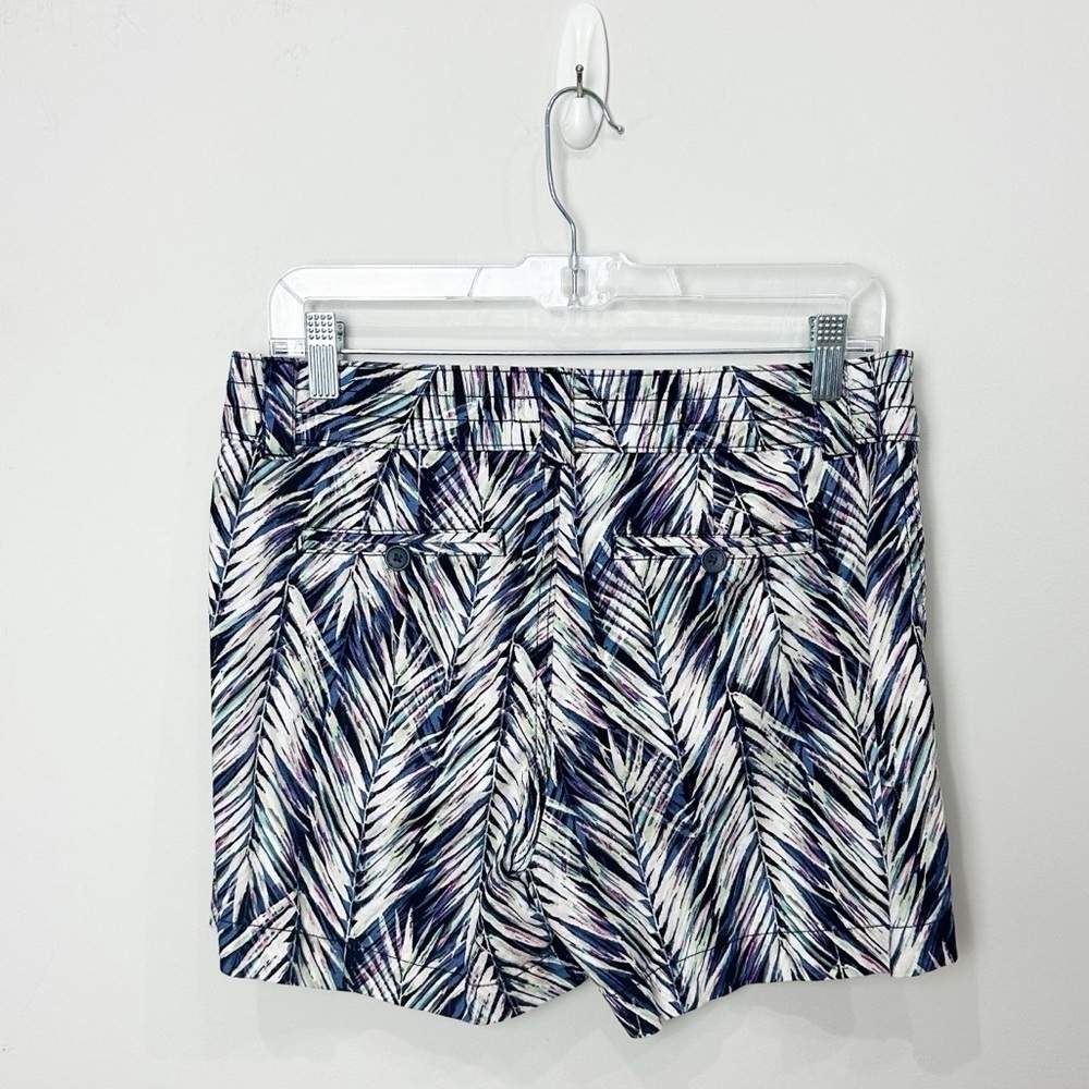 Banana Republic Leaf Print Cotton Shorts White Purple Pink Green Patch Pockets - Picture 2 of 6
